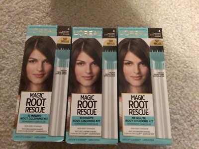 3 L'Oreal Paris Magic Root Rescue #4 Matches Dark Brown  Shade