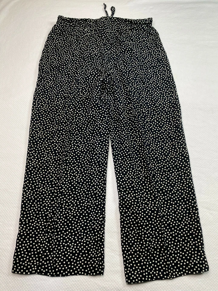 Женские брюки для отдыха Briggs размер M черные белые в горошек на шнурке эластичные на талии - Изображение 3 из 4