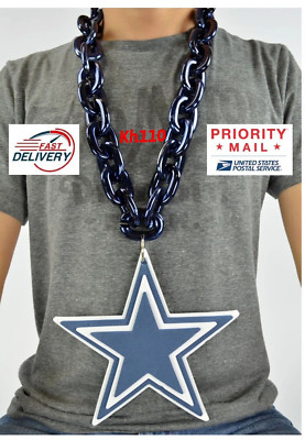 NFL Dallas Cowboys 3D Fan Chain Necklace Foam -Blue -Priority Mail