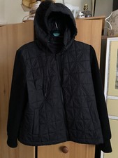 Ladies Bernardo Hooded Lightweight Puffer Hybrid Jacket - Black Size L Large
