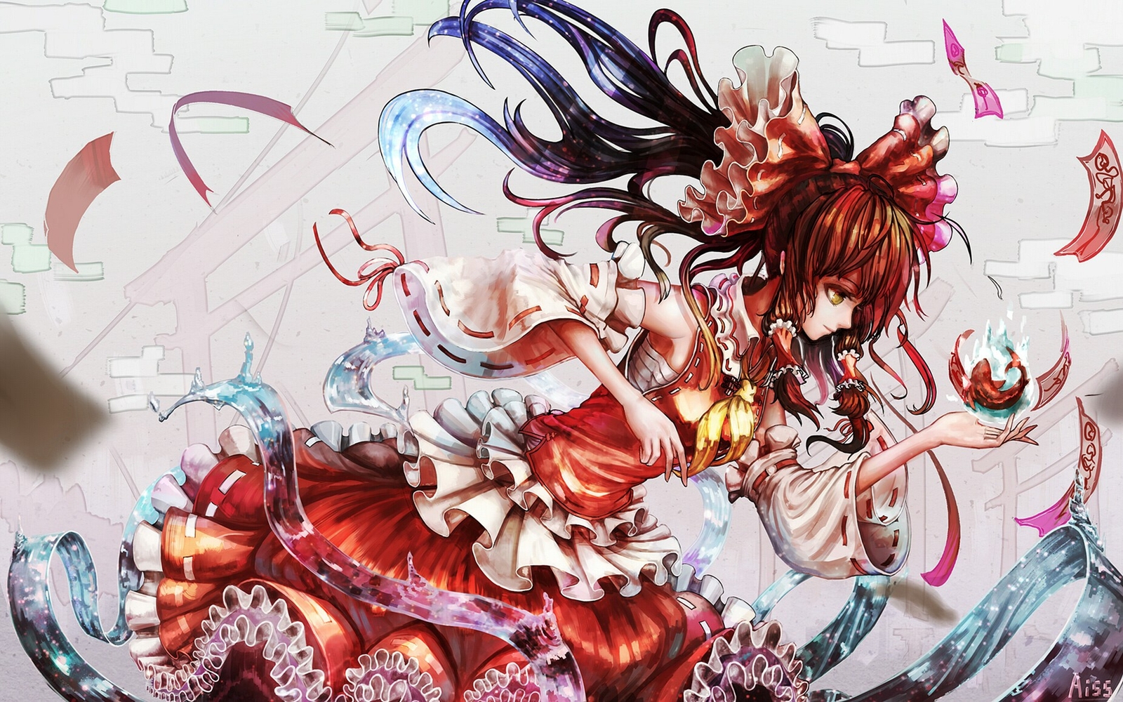Anime Touhou Fantasy Girl Red Dress Long Hair CCG Gaming Mat Desk Pad