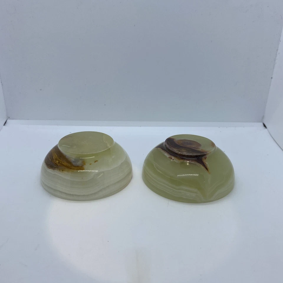 Bowl Set Of 2 Green Onyx Serving Dish 3 Inch - Image 2 of 3