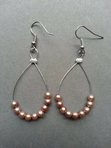 Earrings Drop Loop Pearl Handmade LOT - Photo 2 sur 10