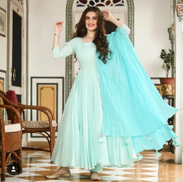 Beautiful Sexy Sky Blue Women Dresses Girls Stitched Kurtis Free