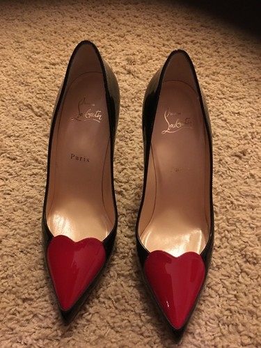 Tacones Christian Louboutin Rojo Negro Corazón Zapatos De Salón 38 | eBay