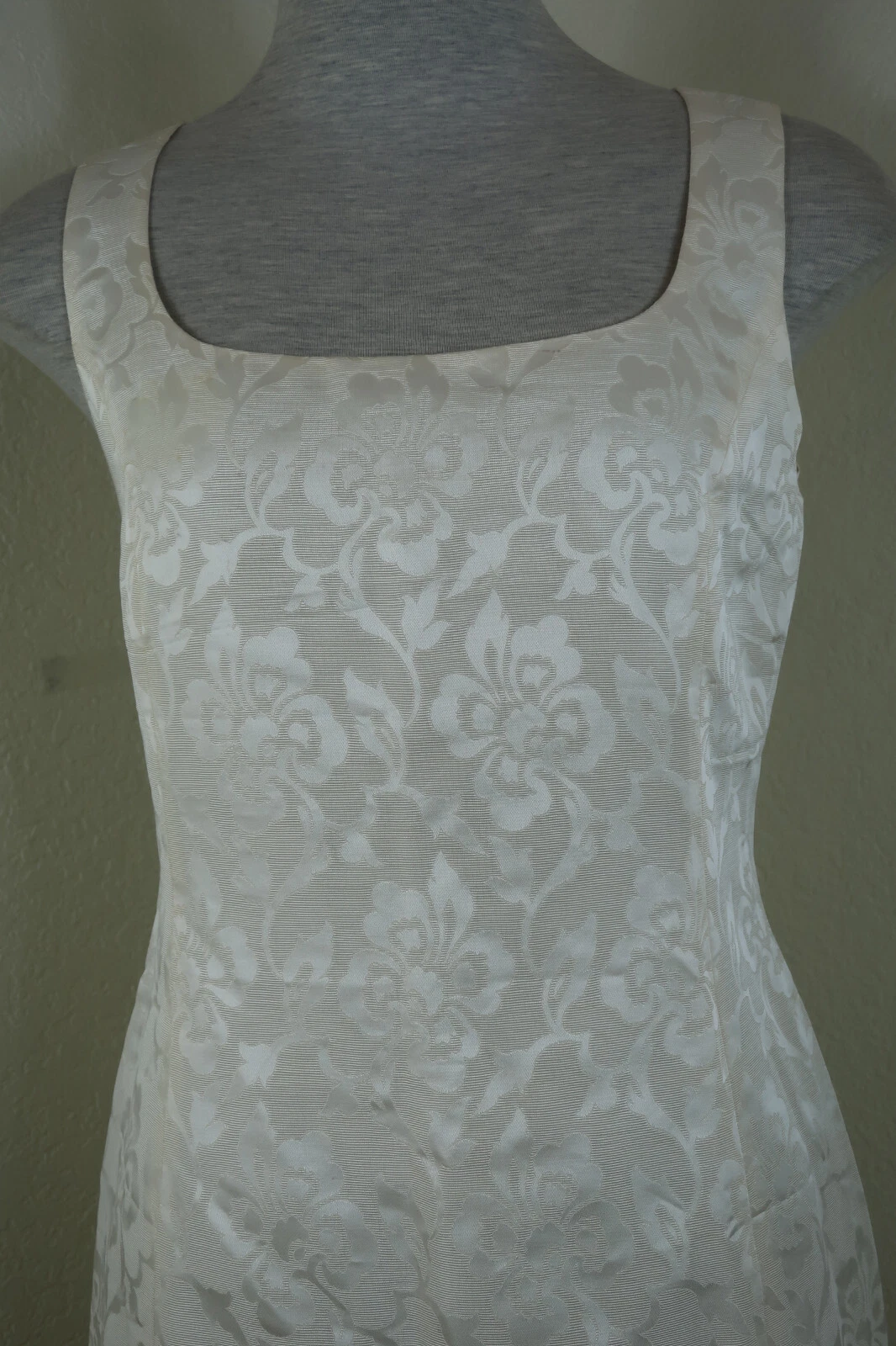 Abito vintage Gianni Versace giallo damascato senza maniche bodycon cotone piccolo 40 4 5 6