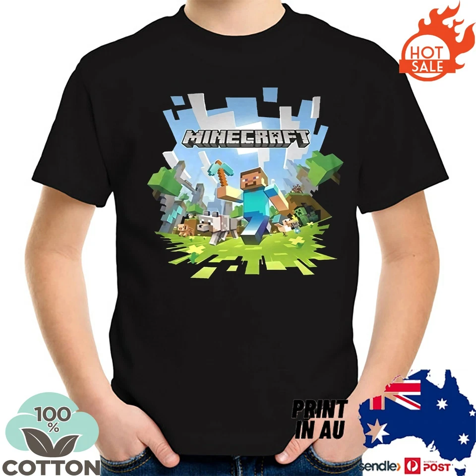 Minecraft Kids Boys Girls Teens Cotton T shirt Tee Top Unisex Gift ALL SIZES - image 2 of 4