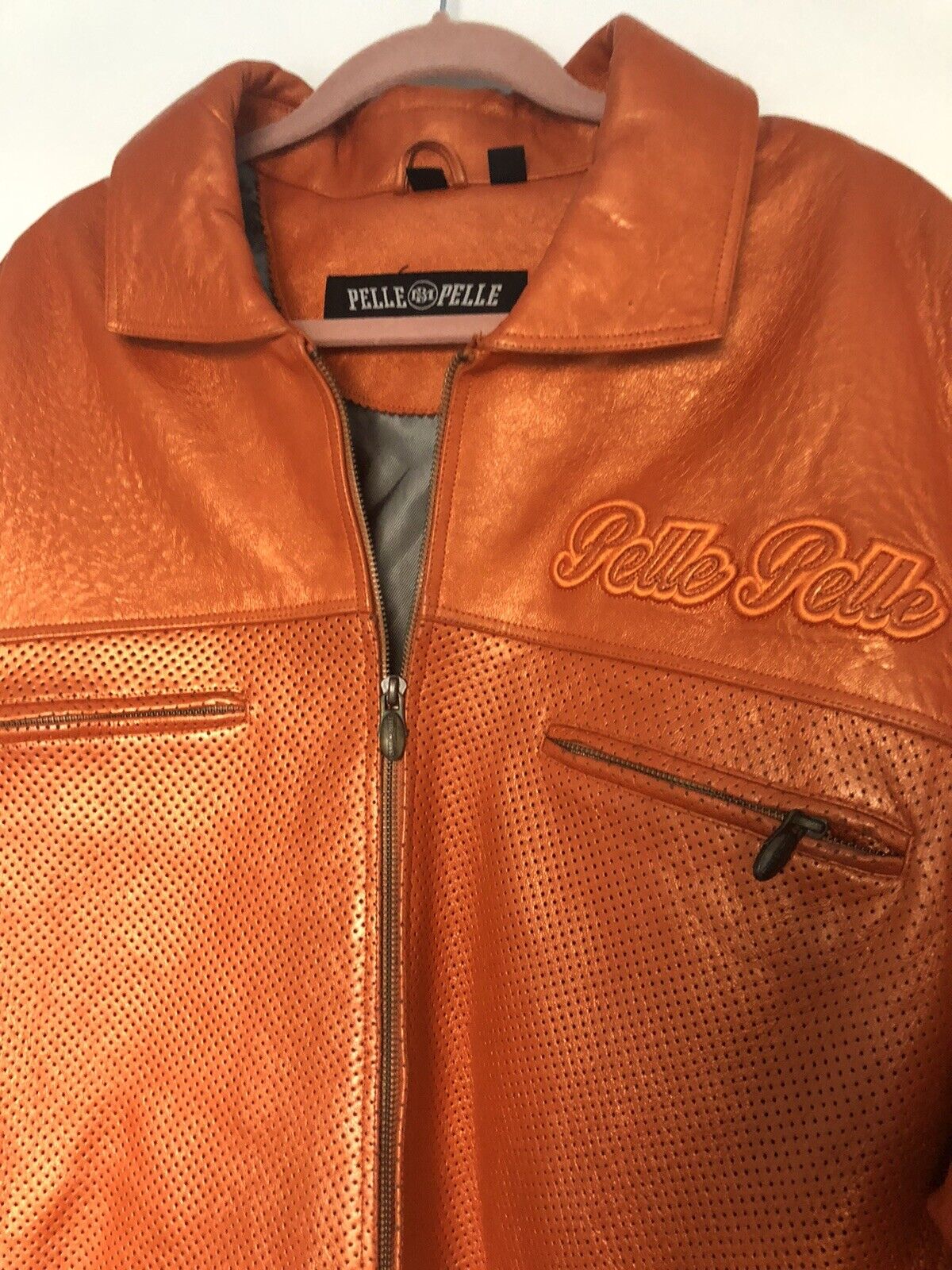 Vintage Mens  Leather Pelle Pelle Orange Jacket R… - image 1