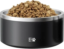 NEW Stainless Steel Non-slip Dog Bowl 64 oz - Black Insulated, Heavy Duty