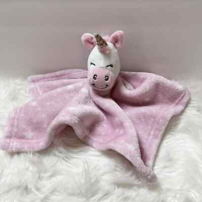 HB Hudson Baby Pink Stars Unicorn Security Blanket Lovey Plush 14