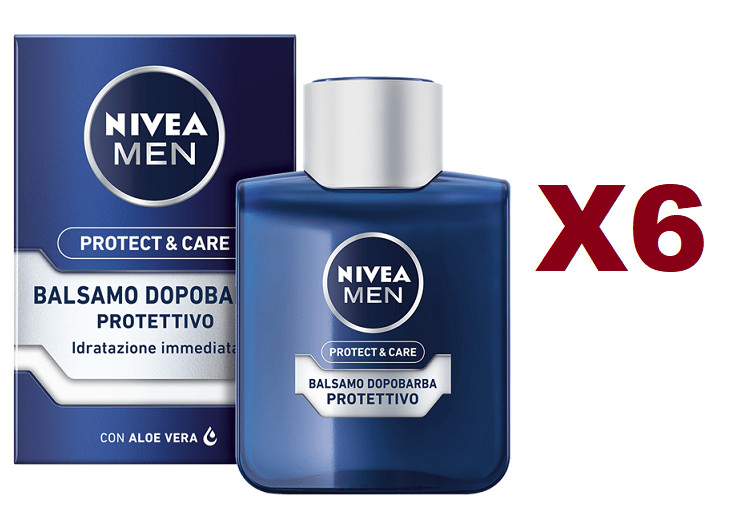 Set 6x Nivea Men After Shave Balsamo 100ml Protettivo - Protegge e Cura