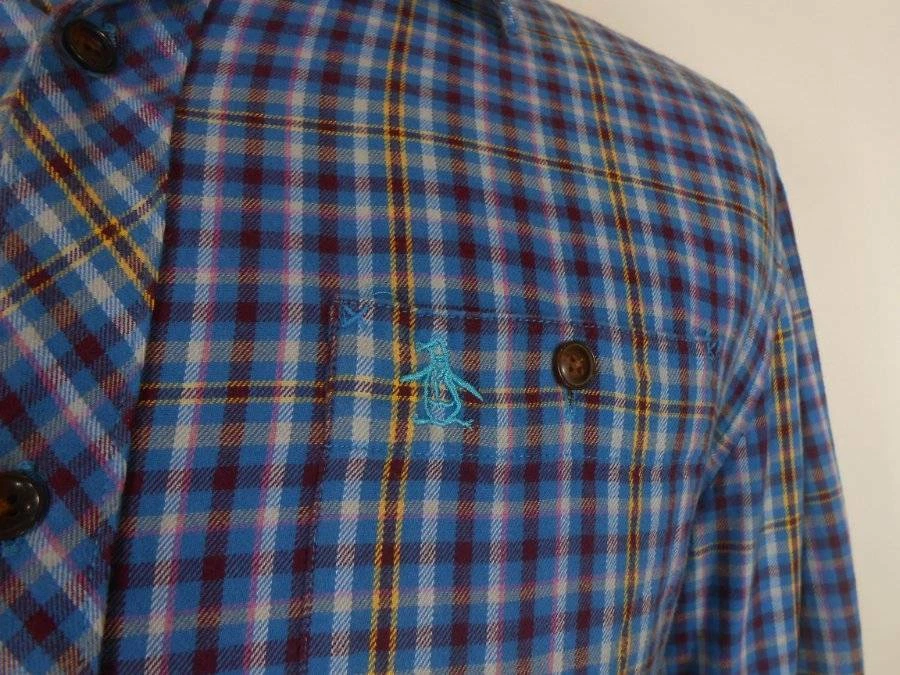 Красивая мужская большая многоцветная клетчатая рубашка с длинным рукавом Penguin Munsingwear - Изображение 4 из 4