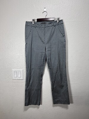 Max Mara Weekend Women's High Waisted Capri Stretch Size 8 Blue Geometric Print 