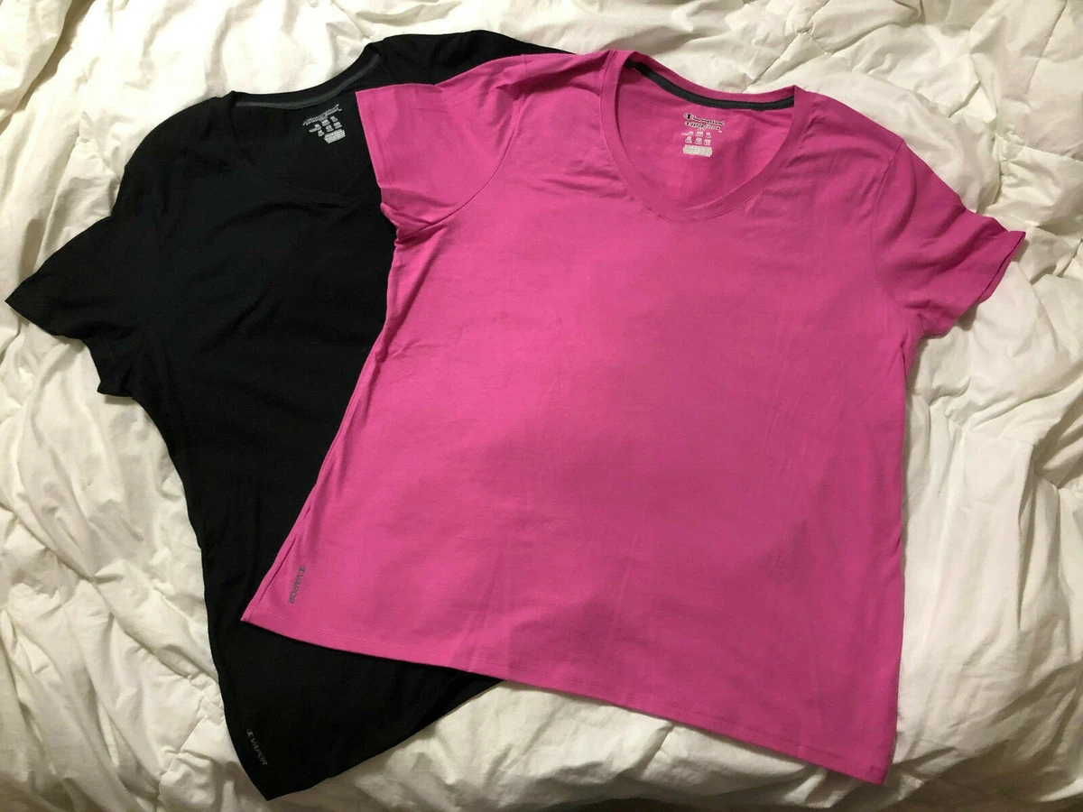 Womens shirt v neck tshirt 3x XXXL Champion Vapor Cotton Pink Black NEW