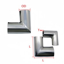 90 Degree 304 Stainless Steel Elbow Pipe Right Angle Exhaust Tube Polished Tool
