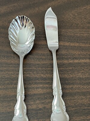 Reed & Barton DICKENSON Stainless Butter Knife & Sugar Spoon