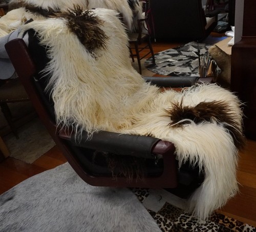 A Cascade of Natural Curls -Double Length Brown & White Icelandic Sheepskin Rug - Picture 10 of 10