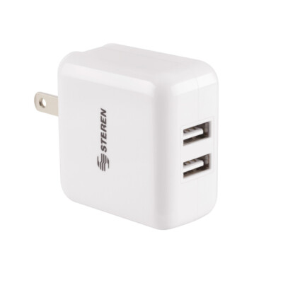 Steren Dual USB Home AC Charger Compatible iPad iPhone iPod