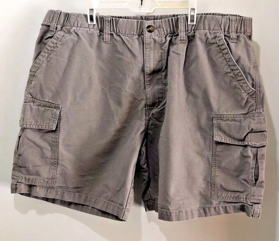 Mens Scandia Woods Elastic Waist Canvas Cargo Shorts Sz. 42 Taupe