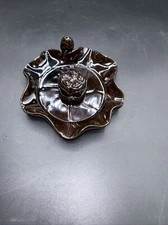Vintage brown glazed ceramic ashtray