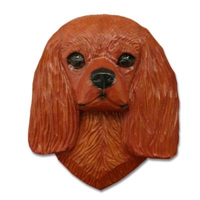 Cavalier King Charles Head Plaque Figurine Ruby
