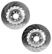 For BMW F06 F10 F13 M5 Pair Set of 2 Rear Vented & Drilled Disc Brake Rotors OEM
