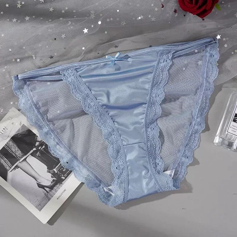 5 Pcs Lot Womens Sexy Satin String Bikinis Panties Silky Briefs Underwear M L XL - Image 3 of 4