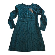 J crew Shift Dress Jacquard floral dot Green SZ 4 NWT