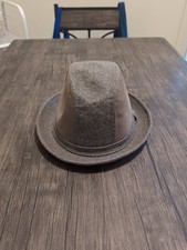BEE Custom Made Fedora Two Toned- Medium Gray Tweed And Brown Suede
