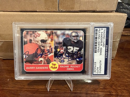 Barry Sanders Rocket Ismail Dual Signed Top Picks Card PSA DNA Certified Auto