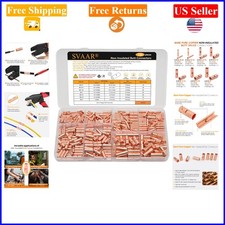 150 Pcs 26-8 AWG Non-Insulated Pure Copper Butt Connectors Kit for Auto Marine