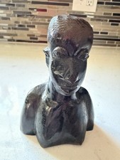 Hand-Carved Dark Hardwood Male Bust Figure 5"