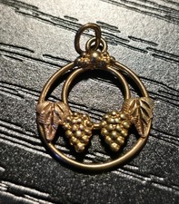 Black Hills Gold 10k J.Co Grape Leaf Cluster Pendant 12k Tri-Color Gold Vintage