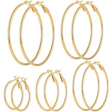 5 Pairs Gold Hoop Earrings for Women, 14K Gold Plated Hypoallergenic Stainless