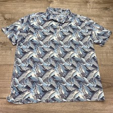 Tommy Bahama Polo Shirt Mens XL Blue Hawaiian Leaf Knit Polo Tropical