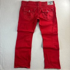 Jeans True Religion uomo 42x34 rosso dritto patta tasca Rockstar streetwear Y2K