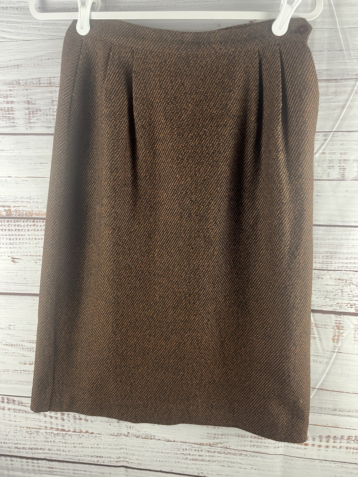 Lucia Midi Skirt Women’s Size 6 Brown Black Wool Blend Preppy Style