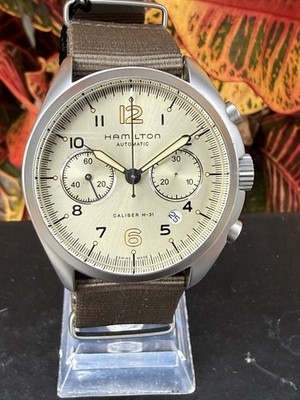Hamilton Khaki Pilot Pioneer Chronograph Watch H764560 B&P Runs Needs Service