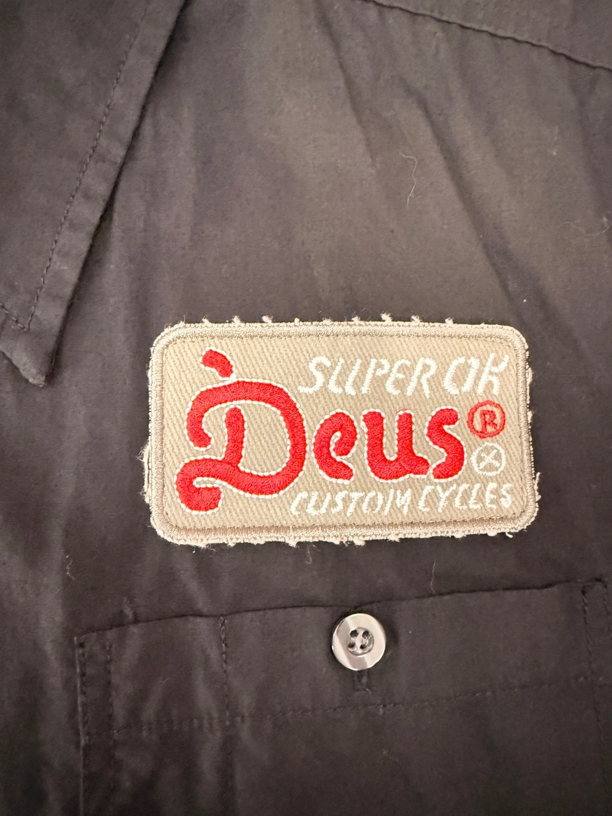 Deus Ex Machina Mens M Work shirt Black Australia Embroidered Sewn Motorcycle image 4