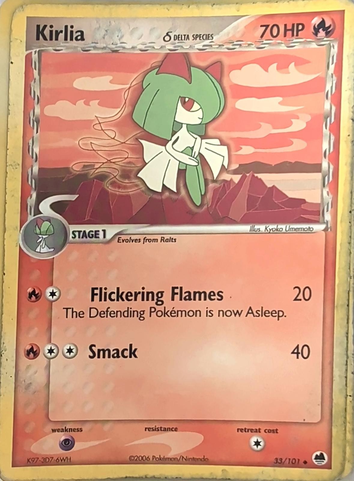 Kirlia 33/101 Uncommon Dragon Frontiers Pokemon Moderately Played