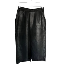 ItalModa Vintage Leather Black Pencil Skirt Sz XS