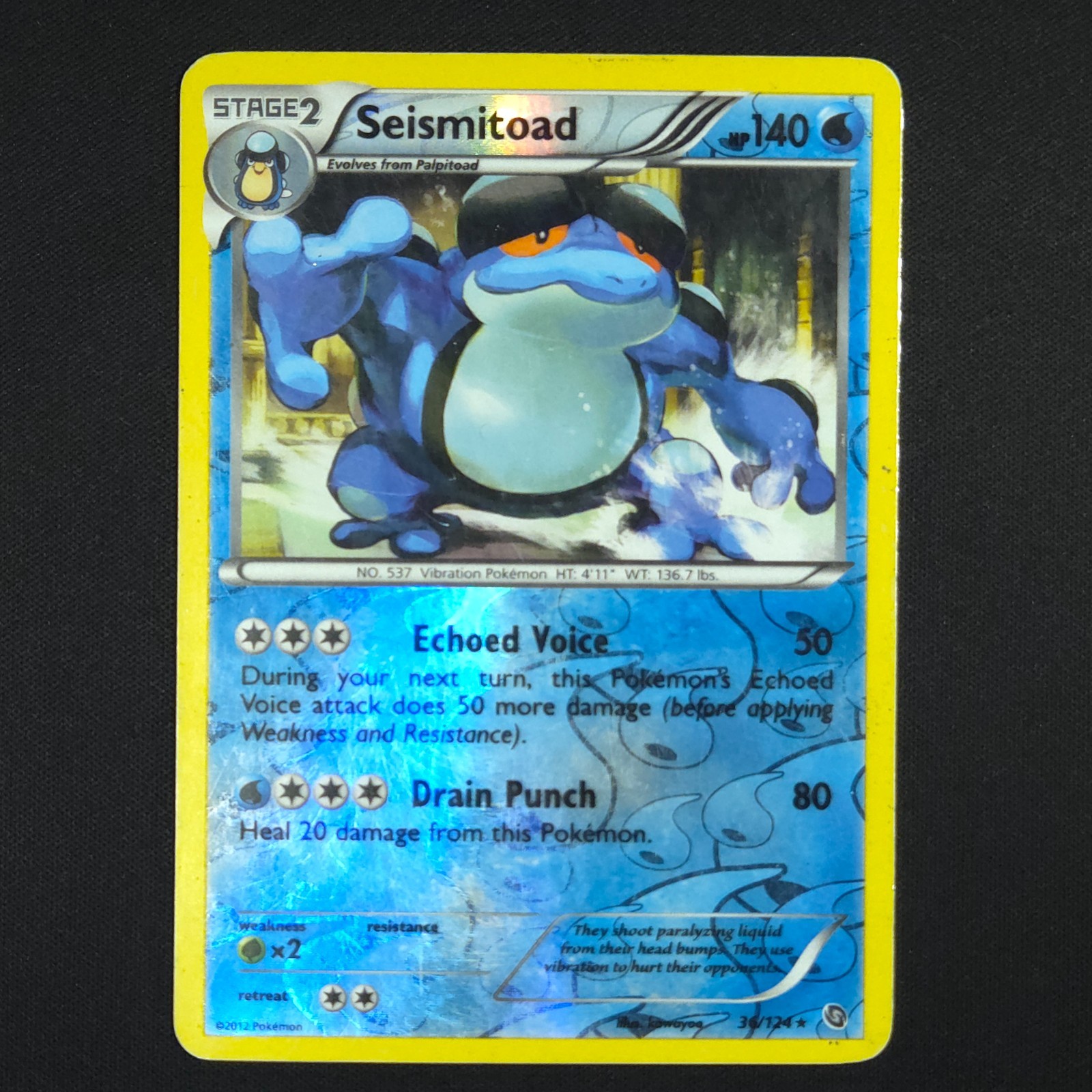 Seismitoad 36/124 - Dragons Exalted - Pokemon Card