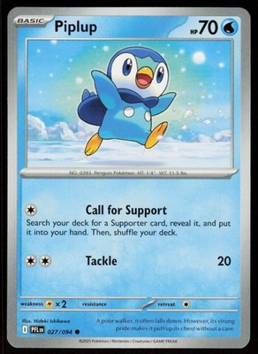 Piplup 027/094 Common Phantasmal Flames Pokemon Near Mint