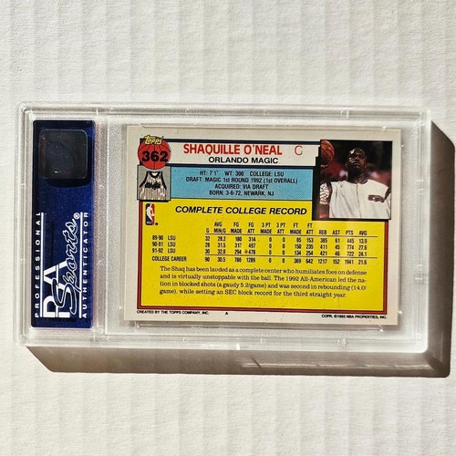 1992 Topps Shaquille O’Neal Rookie Card #362 PSA 9 Mint | Iconic | Investment - Picture 3 of 3