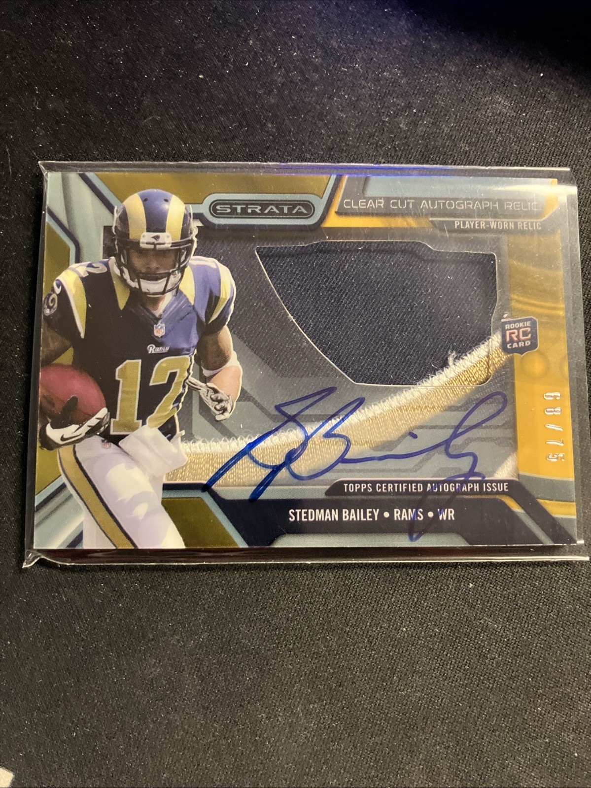 Stedman Bailey Topps Strata Clear Cut Autograph Relic Rookies #SB Gold