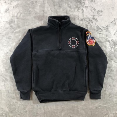 Vintage Union Line FDNY Sweatshirt Youth 7-8 Blue Fleece Quarter Zip USA