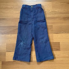 Youth Kids Boys Vintage 1970's Buster Brown Dark Blue Denim Jeans Sz Small 6/7