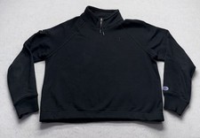 Champion Sweatshirt Cropped Long Sleeve Black Women s Size Large