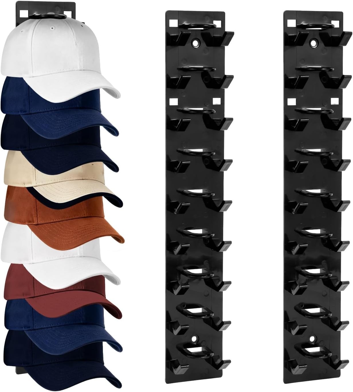 2 Pack Hat Organizer for Baseball Caps, Hat Rack for Wall with Strong Adhesive