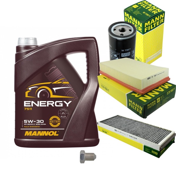 Mann Inspektionspaket Filterset 5L Mannol Energy 5W-30 FüR Audi 80 1.9 TDI-image